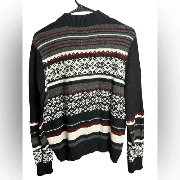 I.E. Relaxed 1/4 zip Nordic Striped Women's Sweater Winter Mock Neck Angora Siz… - Picture 2 of 12